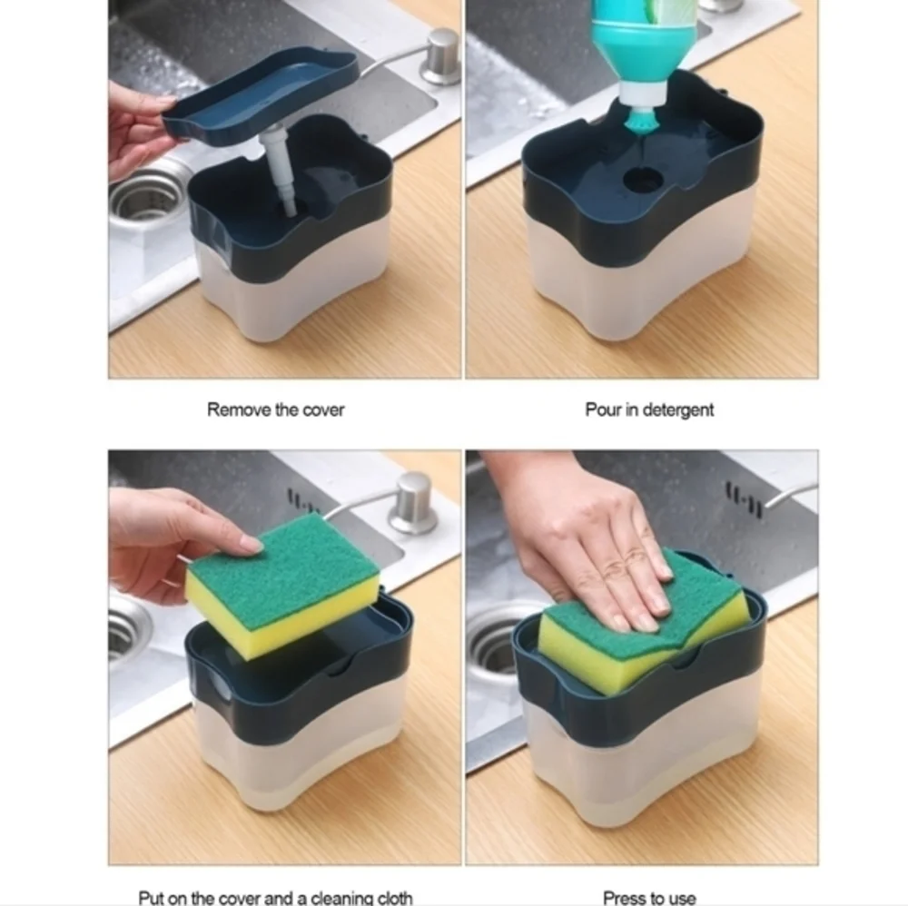 Press Sponge Dishwashing Soap Dispenser‎ for Kitchen Black